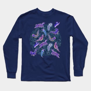 Ernst Haeckel Purple Hued Nudibranch  on Cerulean  Sea Squirts Long Sleeve T-Shirt